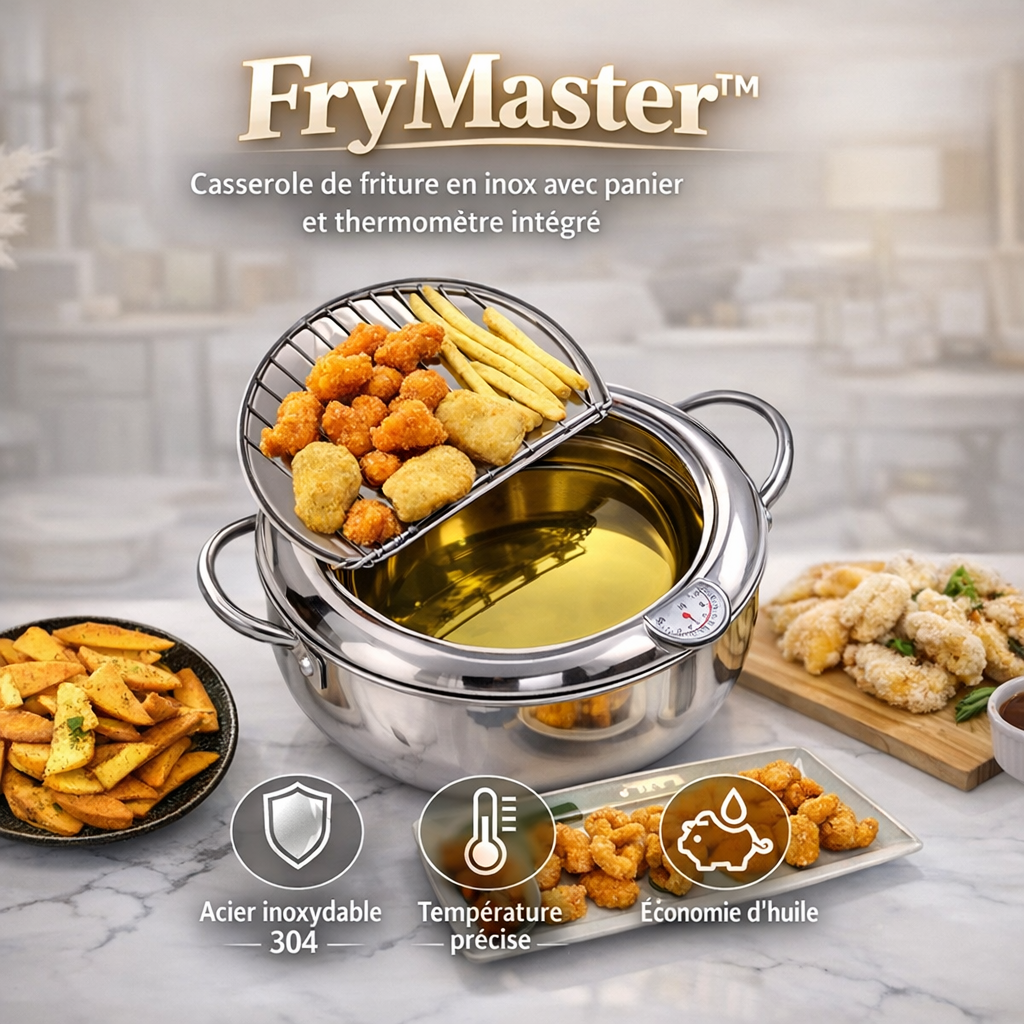 FryMaster™ – Casserole de friture en inox avec panier et thermomètre intégré