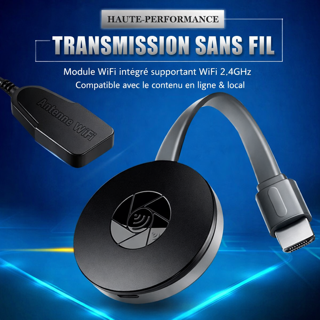 ScreenCast Pro™ — Adaptateur HDMI sans fil Full HD 1080p (iOS, Android, Windows)