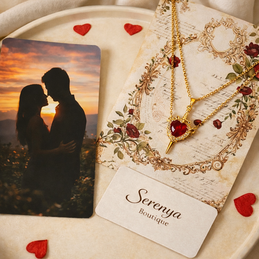 CrimsonVow™ – Duo de colliers cœur en acier inoxydable plaqué or, symboles d’amour & de connexion