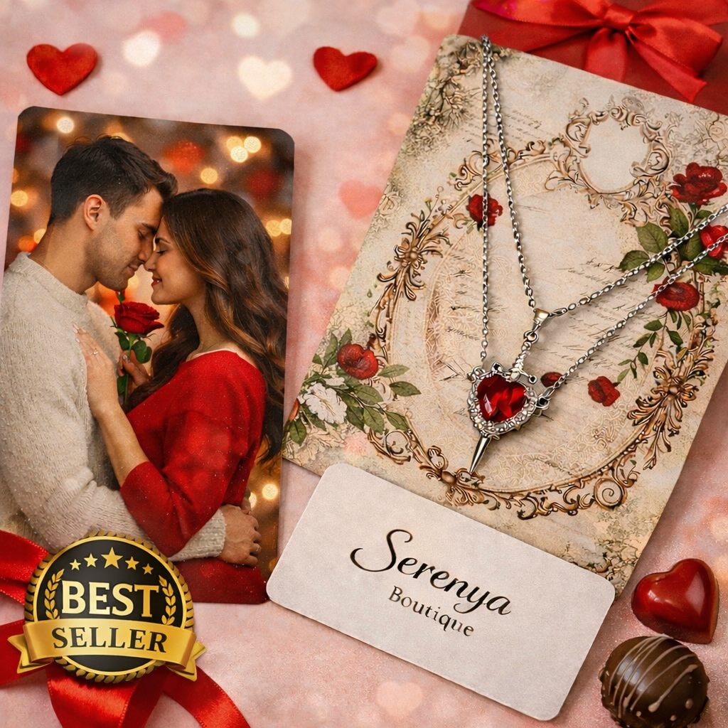 CrimsonVow™ – Duo de colliers cœur en acier inoxydable plaqué or, symboles d’amour & de connexion