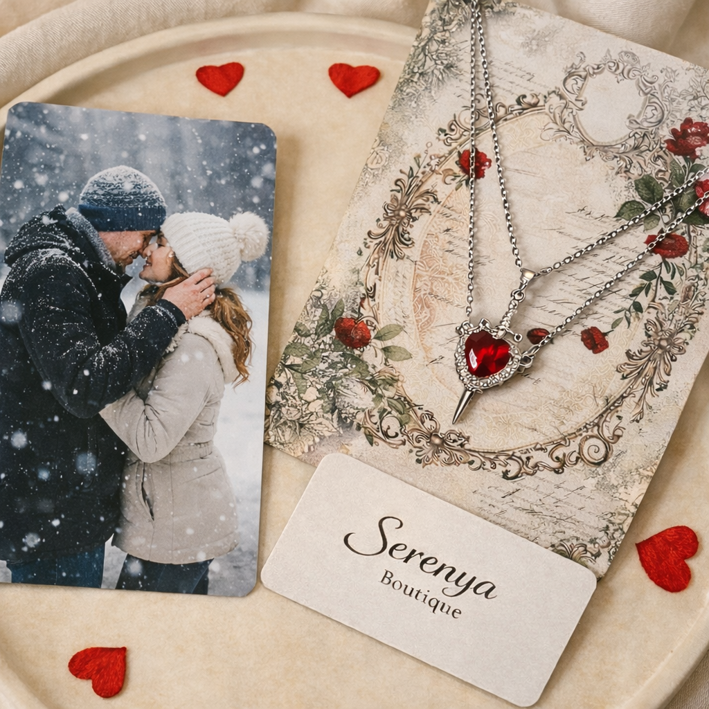 CrimsonVow™ – Duo de colliers cœur en acier inoxydable plaqué or, symboles d’amour & de connexion