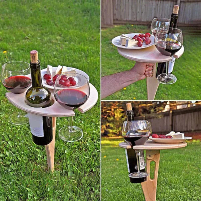 WineEase™ Table pliante pour bouteille de vin