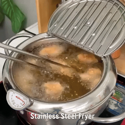 FryMaster™ – Casserole de friture en inox avec panier et thermomètre intégré